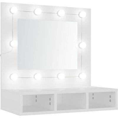 vidaXL Wit LED Wandgemonteerde Spiegelkast - Opbergruimte & Decoratie vidaXL Wit LED Wandgemonteerde Spiegelkast - Opbergruimte & Decoratie