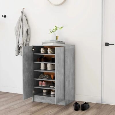 vidaXL Schuhschrank Beton Grau - Holzwerkstoff - 60x35x92 cm - Schuhaufbewahrung vidaXL Schuhschrank Beton Grau - Holzwerkstoff - 60x35x92 cm - Schuhaufbewahrung