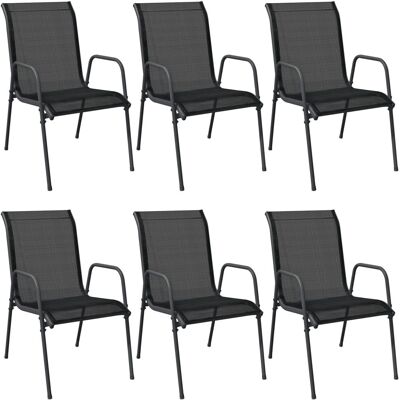 vidaXL 6x Gartenstühle Stahl und Textilene Schwarz - Gartenstühle vidaXL 6x Gartenstühle Stahl und Textilene Schwarz - Gartenstühle