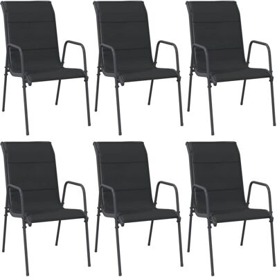 MAISONCHIC 6-tlg. Gartenstühle Stahl Textilene Schwarz MAISONCHIC 6-tlg. Gartenstühle Stahl Textilene Schwarz