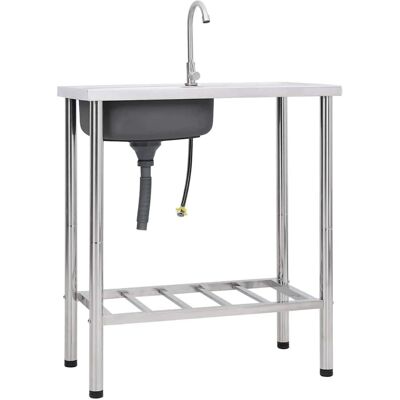 vidaXL Rustfrit stål camping vask - Enkelt vask med han vidaXL Rustfrit stål camping vask - Enkelt vask med han