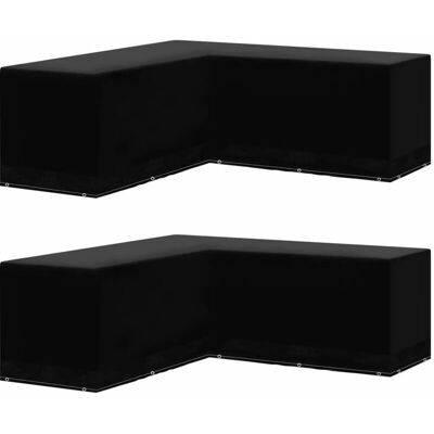 vidaXL Gartenmöbelabdeckungen 2 Stück L-Form 250x250x90cm Schwarz vidaXL Gartenmöbelabdeckungen 2 Stück L-Form 250x250x90cm Schwarz