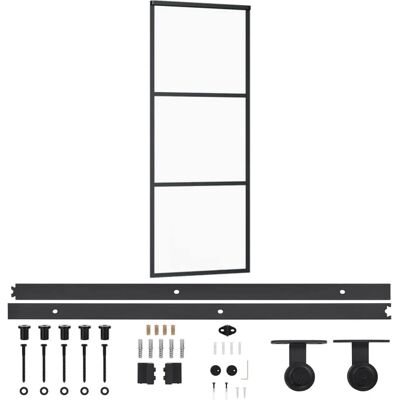 vidaXL Skydedør med beslag ESG glas aluminium - Skydedør vidaXL Skydedør med beslag ESG glas aluminium - Skydedør
