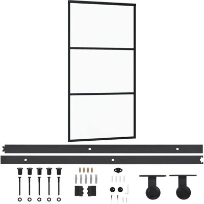 vidaXL Sliding Door with Hardware Set ESG Glass&Aluminium - Sliding Door System vidaXL Sliding Door with Hardware Set ESG Glass&Aluminium - Sliding Door System