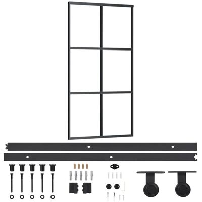vidaXL Puerta corredera con herrajes ESG Vidrio y Aluminio - Sistema de Puerta Corredera vidaXL Puerta corredera con herrajes ESG Vidrio y Aluminio - Sistema de Puerta Corredera