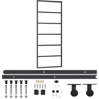 vidaXL Schiebetür ESG Glas Aluminium 76x205 cm vidaXL Schiebetür ESG Glas Aluminium 76x205 cm