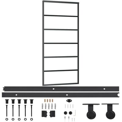 vidaXL Puerta corredera ESG Vidrio y Aluminio 90x205cm - Puerta corredera vidaXL Puerta corredera ESG Vidrio y Aluminio 90x205cm - Puerta corredera