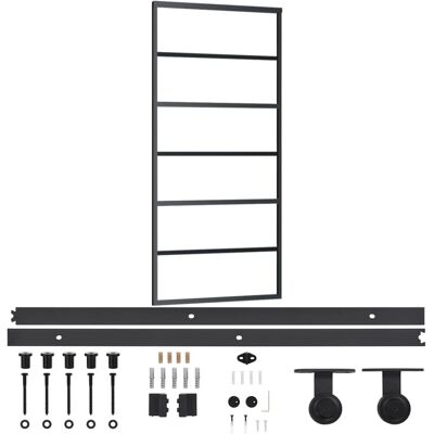 vidaXL Sliding Door 90x205 cm ESG Glass Aluminium - Sliding Door vidaXL Sliding Door 90x205 cm ESG Glass Aluminium - Sliding Door