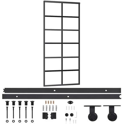 vidaXL Puerta corredera ESG Vidrio Aluminio 90x205 cm - Puerta Corredera vidaXL Puerta corredera ESG Vidrio Aluminio 90x205 cm - Puerta Corredera