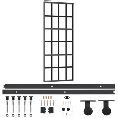 vidaXL Schiebetür 76x205 cm - Glas & Aluminium - Schiebetürsystem vidaXL Schiebetür 76x205 cm - Glas & Aluminium - Schiebetürsystem