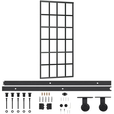 vidaXL Schiebetür mit Beschlägen ESG Glas & Aluminium 90x205 cm - Schiebetür vidaXL Schiebetür mit Beschlägen ESG Glas & Aluminium 90x205 cm - Schiebetür
