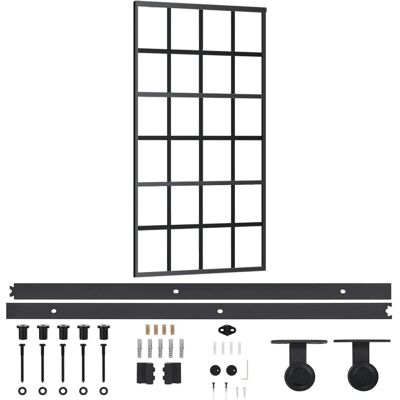 vidaXL Schiebetür mit Beschlag 102x205 cm Aluminium und ESG-Glas - Schiebetür vidaXL Schiebetür mit Beschlag 102x205 cm Aluminium und ESG-Glas - Schiebetür