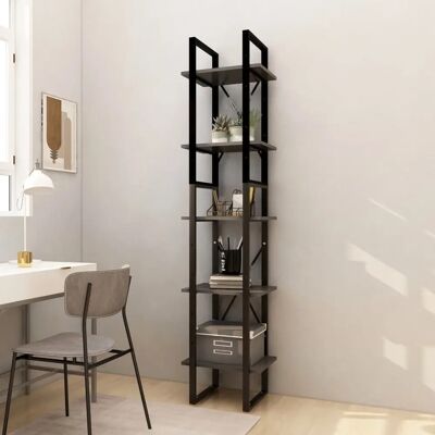 vidaXL Bücherregal 5 Fächer Grau 40x30x175 cm Massivholz Kiefer vidaXL Bücherregal 5 Fächer Grau 40x30x175 cm Massivholz Kiefer