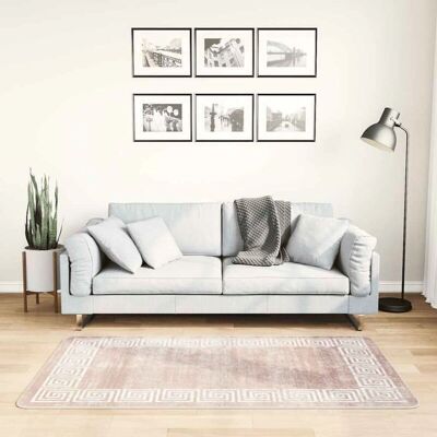 vidaXL Beigefarbener Waschbarer Antirutsch-Teppich für Wohnzimmer vidaXL Beigefarbener Waschbarer Antirutsch-Teppich für Wohnzimmer
