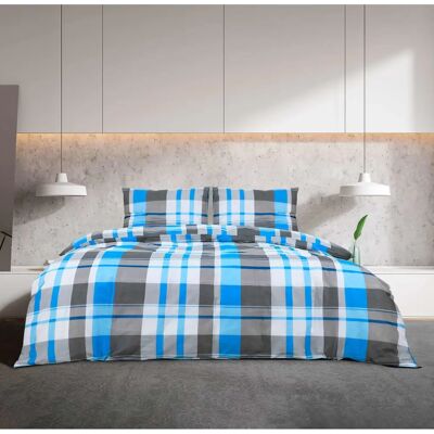 vidaXL Bettwäsche-Set Baumwolle Blau und Grau 135x200 cm + 80x80 cm vidaXL Bettwäsche-Set Baumwolle Blau und Grau 135x200 cm + 80x80 cm