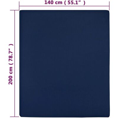 vidaXL 140x200 cm Marineblau Jersey Spannbettlaken - Bettwäsche vidaXL 140x200 cm Marineblau Jersey Spannbettlaken - Bettwäsche