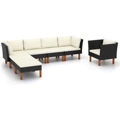 Zestaw Mebli Ogrodowych VidaXL - Eukaliptus, Rattan, Czarny Zestaw Mebli Ogrodowych VidaXL - Eukaliptus, Rattan, Czarny