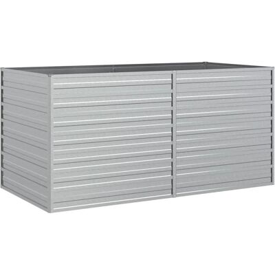 vidaXL Garden Raised Bed 160 cm Galvanized Steel Silver - Garden Raised Bed vidaXL Garden Raised Bed 160 cm Galvanized Steel Silver - Garden Raised Bed