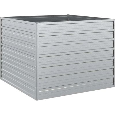 vidaXL Gartentritt 100x100x77 cm Galvanisiert Stahl Silber - Garden Raised Bed vidaXL Gartentritt 100x100x77 cm Galvanisiert Stahl Silber - Garden Raised Bed