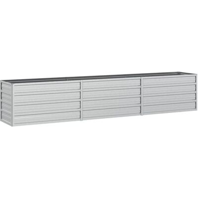 vidaXL Garden Raised Bed 240x40x45 cm Galvanized Steel Silver - Garden Raised Bed vidaXL Garden Raised Bed 240x40x45 cm Galvanized Steel Silver - Garden Raised Bed