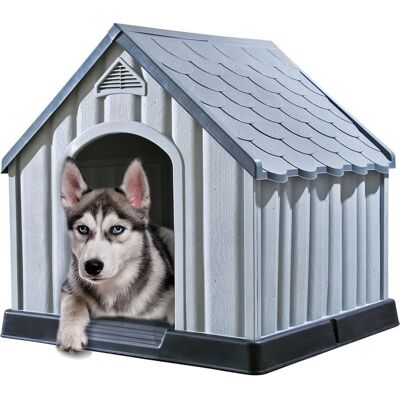 vidaXL Domek dla Psów Szary 92x87x91 cm Plastikowy - Domek dla Psów vidaXL Domek dla Psów Szary 92x87x91 cm Plastikowy - Domek dla Psów