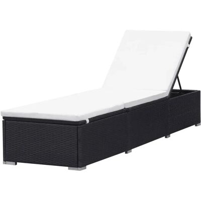 vidaXL Sonnenliege Mit Auflage In Cremeweiß Poly-Rattan Schwarz - Garten Lounge vidaXL Sonnenliege Mit Auflage In Cremeweiß Poly-Rattan Schwarz - Garten Lounge