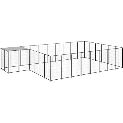 vidaXL Hundekennel Sort Stål Udendørs Hundetilbehør - Hundekennel vidaXL Hundekennel Sort Stål Udendørs Hundetilbehør - Hundekennel