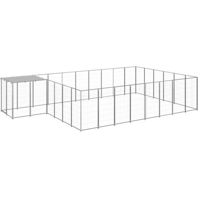 vidaXL Kojec dla psa ze stali srebrny 15,73 m² vidaXL Kojec dla psa ze stali srebrny 15,73 m²
