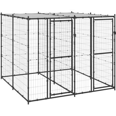 vidaXL Enclos Extérieur en Acier avec Toit 4,84 m - Cage pour Chiens vidaXL Enclos Extérieur en Acier avec Toit 4,84 m - Cage pour Chiens