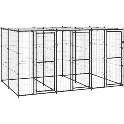 vidaXL Udendørs hundekennel i stål med tag 7,26 m² vidaXL Udendørs hundekennel i stål med tag 7,26 m²