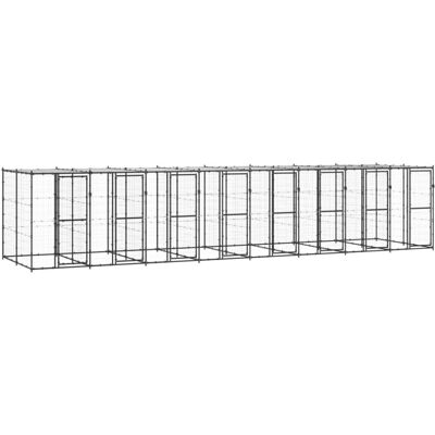 vidaXL Outdoor Hundebox Stahl mit Dach - 19,36 m² Schwarz vidaXL Outdoor Hundebox Stahl mit Dach - 19,36 m² Schwarz