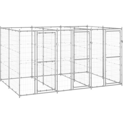 Udendørs hundegård i galvaniseret stål 7,26 m² - vidaXL Udendørs hundegård i galvaniseret stål 7,26 m² - vidaXL