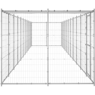 vidaXL Udendørs hundegård af galvaniseret stål med tag 26,62 m² vidaXL Udendørs hundegård af galvaniseret stål med tag 26,62 m²