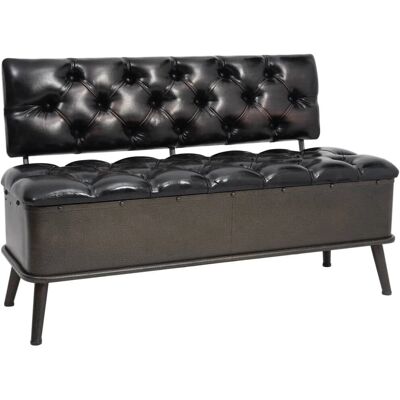 vidaXL Stauraumbank - 110cm Schwarz Kunstleder Vintage Stil vidaXL Stauraumbank - 110cm Schwarz Kunstleder Vintage Stil