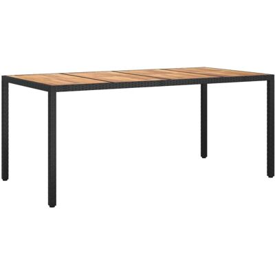 vidaXL Gartentisch 190x90x75 cm Poly Rattan und Akazie Schwarz vidaXL Gartentisch 190x90x75 cm Poly Rattan und Akazie Schwarz