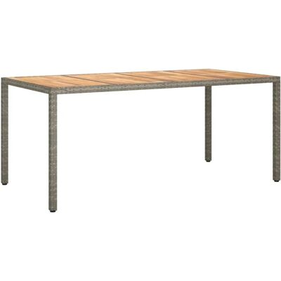 vidaXL Tuin Tafel 190x90x75 cm Poly Rattan en Acacia Grijs vidaXL Tuin Tafel 190x90x75 cm Poly Rattan en Acacia Grijs