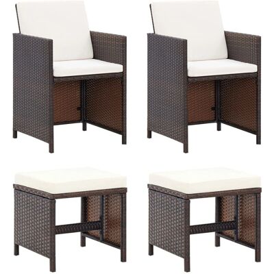 vidaXL Gartenmöbel-Set - Wetterfester Rattan - 4 Stück vidaXL Gartenmöbel-Set - Wetterfester Rattan - 4 Stück
