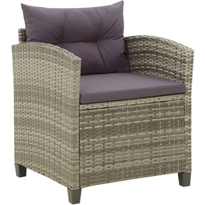 VidaXL Krzesło Ogrodowe - Szary Stal Rattan Ogrodowy Meble VidaXL Krzesło Ogrodowe - Szary Stal Rattan Ogrodowy Meble