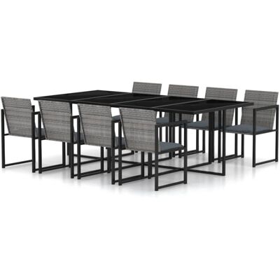 vidaXL Garten Ess-Set - 5/7/9 Stück, Kissen, Grau vidaXL Garten Ess-Set - 5/7/9 Stück, Kissen, Grau