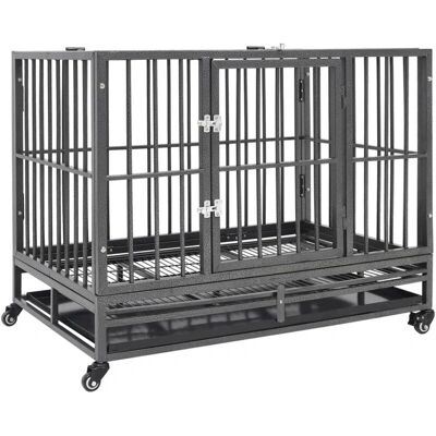 vidaXL Klatka dla Psów z Kołami Stal 102x72x85 cm - Klatka dla Psów vidaXL Klatka dla Psów z Kołami Stal 102x72x85 cm - Klatka dla Psów