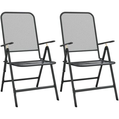 vidaXL 2/4x Klappbare Gartensessel - Outdoor Metallnetz Anthrazit vidaXL 2/4x Klappbare Gartensessel - Outdoor Metallnetz Anthrazit