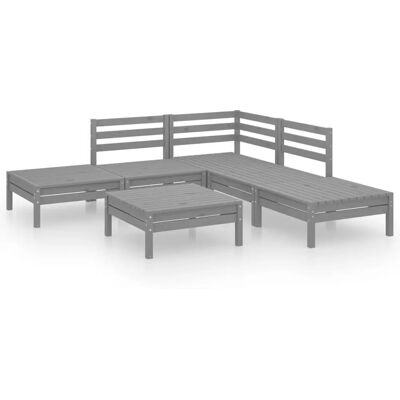 vidaXL Gartenlounge-Set Holz 6-teilig Grau - Gartenmöbelset vidaXL Gartenlounge-Set Holz 6-teilig Grau - Gartenmöbelset