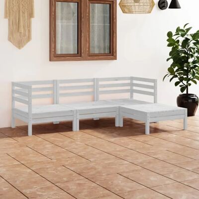 vidaXL Gartenlounge-Set Outdoor Sofa Weiß - Gartenmöbel 4 Stück vidaXL Gartenlounge-Set Outdoor Sofa Weiß - Gartenmöbel 4 Stück