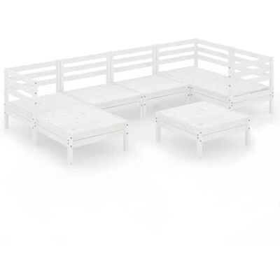 vidaXL Gartentisch- und Stuhlset - 7-teilig, Massivkiefer, Weiß vidaXL Gartentisch- und Stuhlset - 7-teilig, Massivkiefer, Weiß