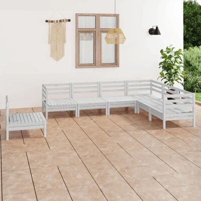 vidaXL Gartenlounge-Set 7-teilig aus massivem Kiefernholz Weiß vidaXL Gartenlounge-Set 7-teilig aus massivem Kiefernholz Weiß
