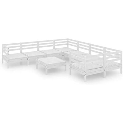 vidaXL 3083250 Gartenmöbel-Set - 9 Stück Weiß Massivholz Kiefer vidaXL 3083250 Gartenmöbel-Set - 9 Stück Weiß Massivholz Kiefer