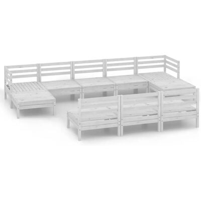 vidaXL 3083365 Outdoor-Möbelset - Gartenlounge-Set 10 Stück Weiß Massivholz Kiefer vidaXL 3083365 Outdoor-Möbelset - Gartenlounge-Set 10 Stück Weiß Massivholz Kiefer