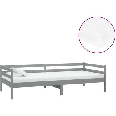 VidaXL Grijze Slaapbank - Multifunctioneel Houten Bankje met Matras VidaXL Grijze Slaapbank - Multifunctioneel Houten Bankje met Matras
