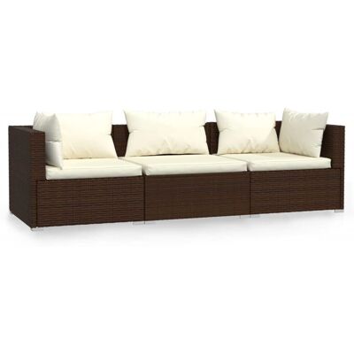 VidaXL Gartenmöbel-Set - Braun, 3-teilige modulare Couch VidaXL Gartenmöbel-Set - Braun, 3-teilige modulare Couch