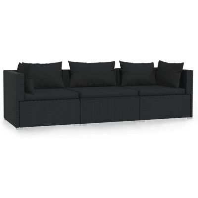 VidaXL Gartenmöbelset - Wetterfestes PE Rattan, Modulares Design, Schwarz VidaXL Gartenmöbelset - Wetterfestes PE Rattan, Modulares Design, Schwarz